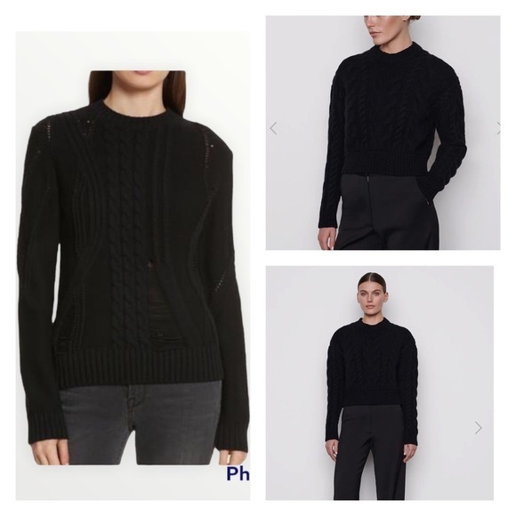 FRAME DENIM x REVOLVE Black Thread Bare Cable Knit Pullover Sweater Size Large - Picture 1 of 11